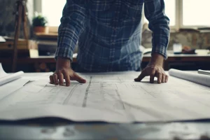 A professional reviewing detailed plans on a desk — Data Platform Build by Responsive Analytix