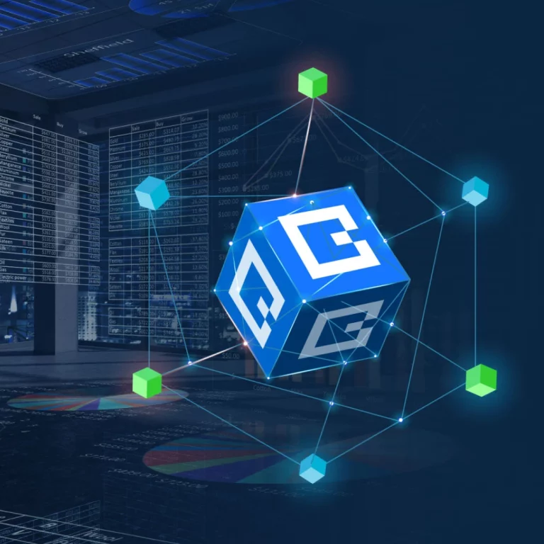 Abstract 3D cube data network illustration for BigChange DaaS reporting